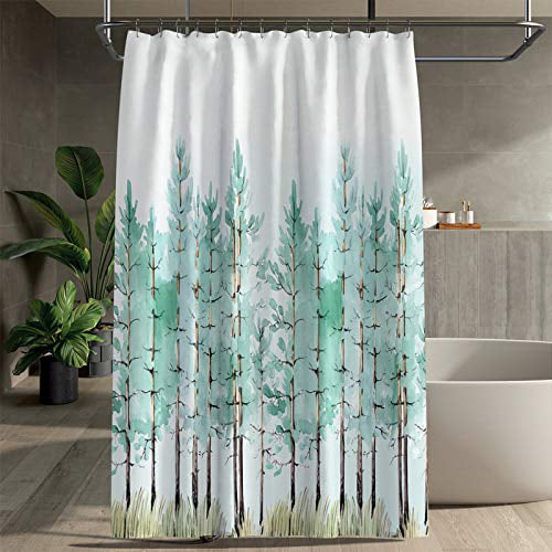 Forest Disgn Shower Curtain Bathroom Decor Waterproof  Polyester Fabric 12 Hooks
